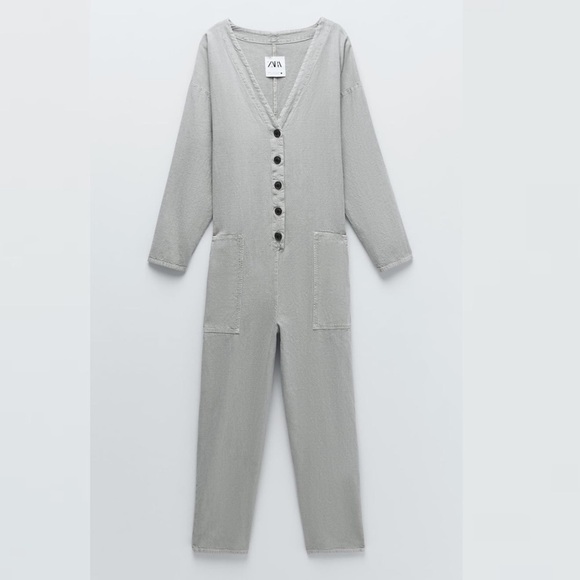 ZARA BNWT Textured Weave Jumpsuit - Picture 1 of 6